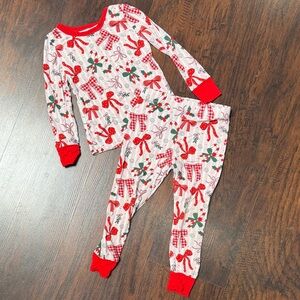 Caden Lane Candy Cane & Bow Print Kids Pajama Set